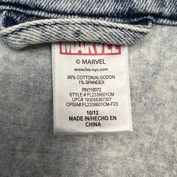 Disney Marvel Girls' Light Denim Wash Jacket, Sizes 10/12 - Picture 5 of 9